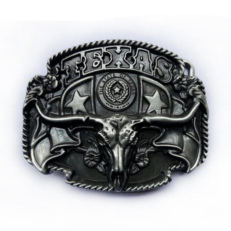 Texas Flag Bull Head Belt Buckle - Western Style Fashion Accessory