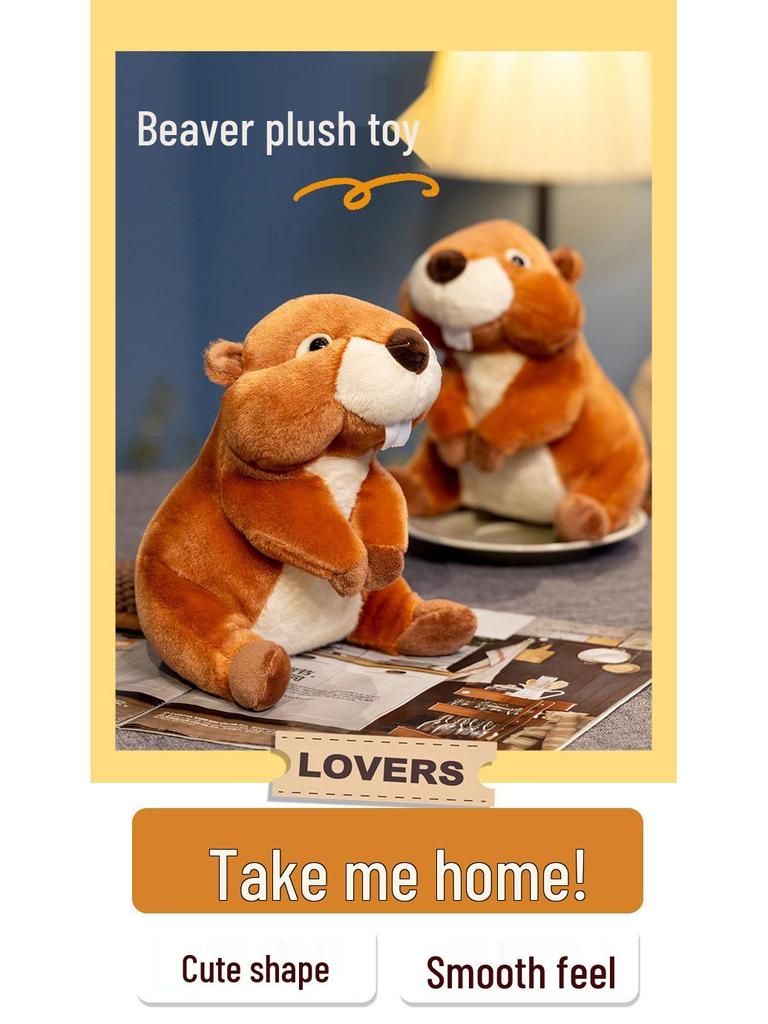 Beaver & Marmot Plush Toy with Big Teeth - Stuffed Animal Birthday Gift for Kids or Girlfriend