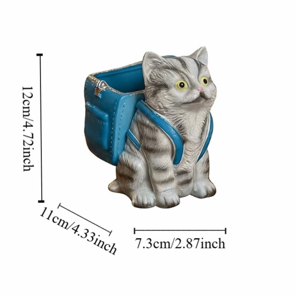 Creative Cat Backpack Pen Holder Cartoon Makeup Brush Holder Office Supplies