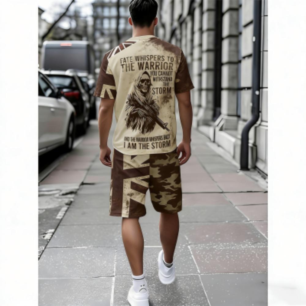 Camouflage Men s T-shirt and Shorts 2 Piece Set Summer Casual Outdoor Men s and Women s Outfit Set XXS