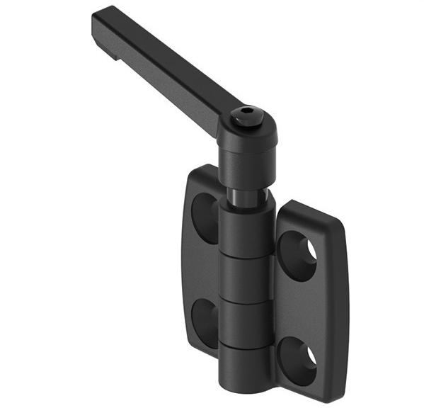 Black Lever Lock Position Hinges with Handle Adjustable Tightening PA for industrial switchgear Distribution Cabinet