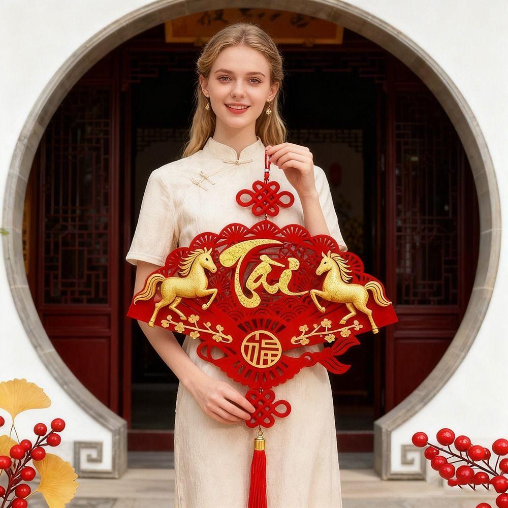 2026 Horse Spring Festival Hanging Ornament Tassel Vietnamese New Year Pendant Wall Window Door Hanging Decor Window Door Decor