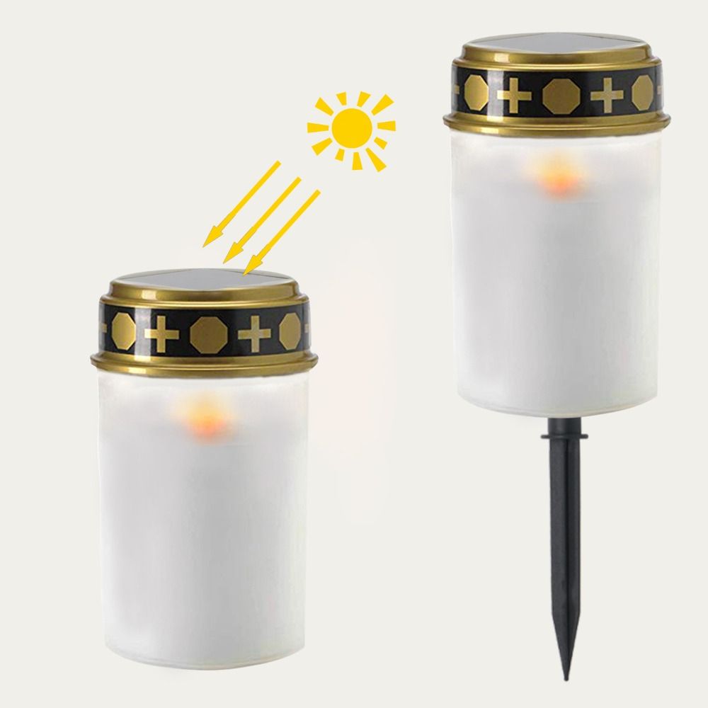 Flameless Cemetery Solar Lamp Waterproof Lawn Lighting Light Tea Light  Halloween Decor