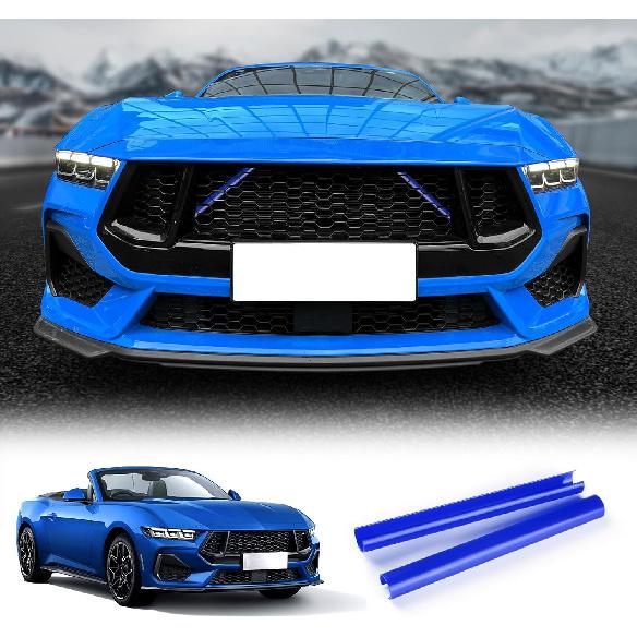 

KUNGKIC For 2024 2025 Mustang Grill Inserts Trims ABS V Brace Stripes Wrap Covers Exterior Car Accessories (Red) синий