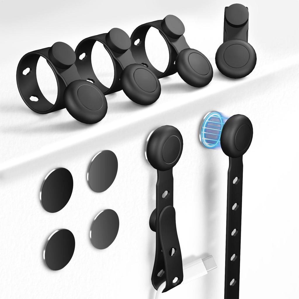 Magnetic Cable Ties Silicone Cable Straps Reusable Wrap Wire Holder Strap Wrap Organization for Kitchen Offices School Indoor