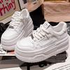 2025 New Leather Cowhide Lace-up Platform Muffin Bread Shoes White Shoes Casual Board Shoes Versatile Height-increasing Women's Shoes