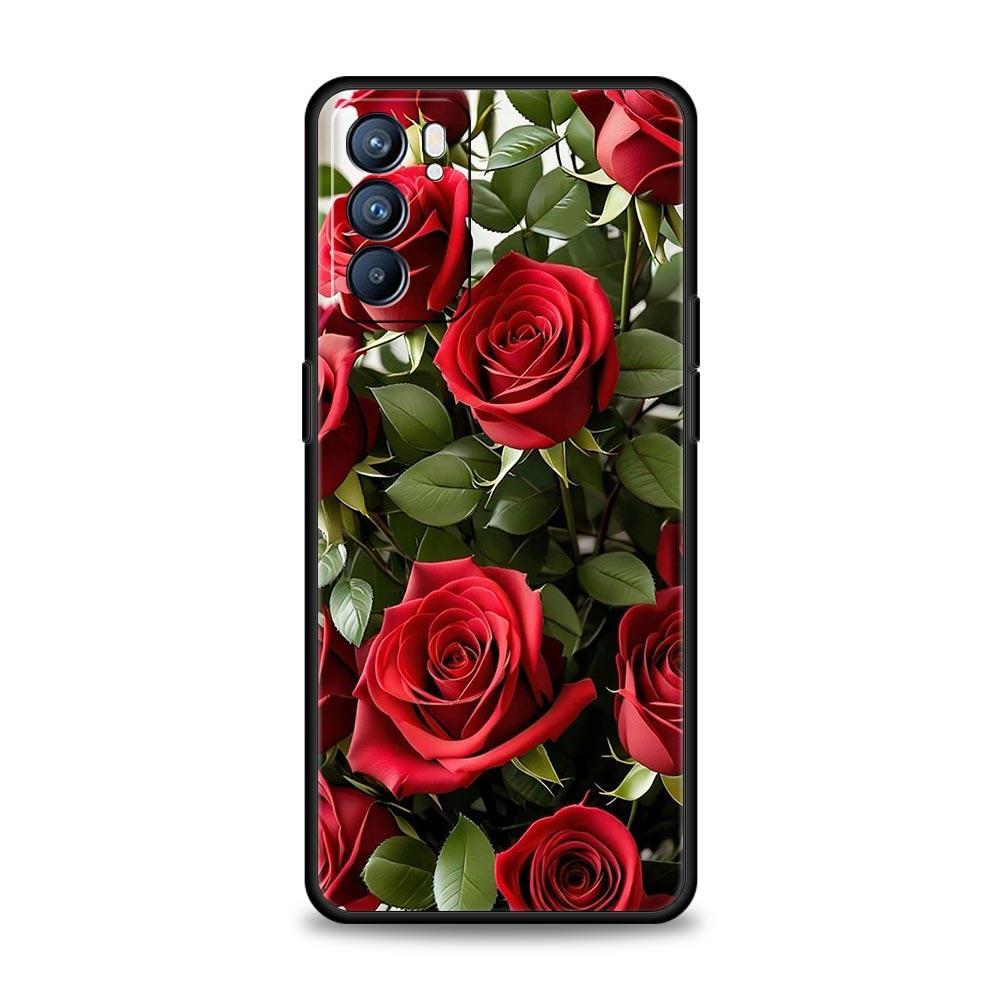 Beautiful Red Rose Flowers Phone Case For Oppo Reno8 Reno7 Reno6 Pro A54 5G Find X6 X5 A53 A52 A9 A15 A95 A17 A16 A57 A31 Cover