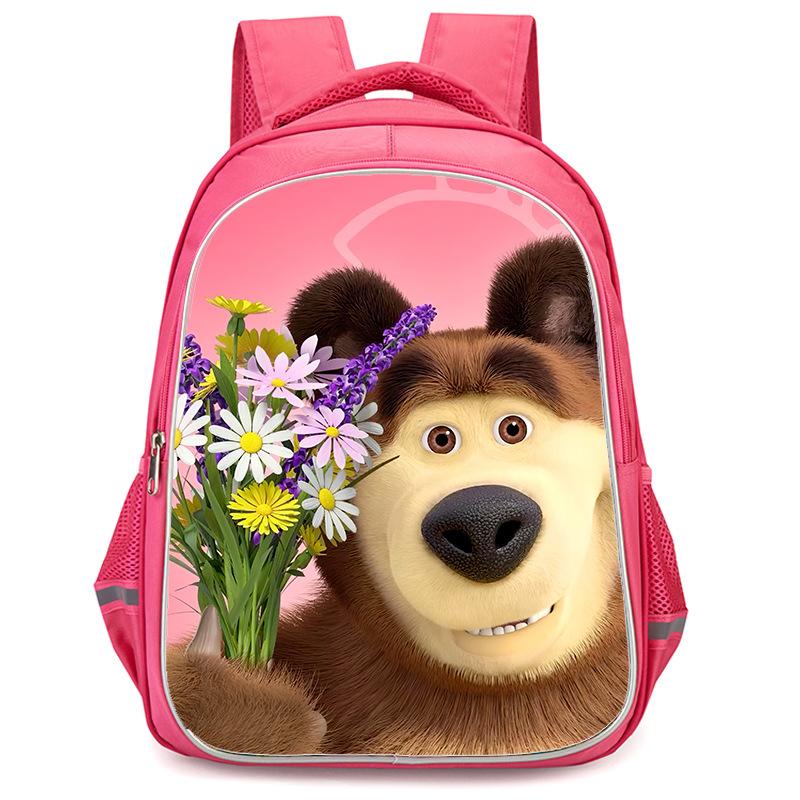 Masha And Bear School Bag Elementary School Cartoon High Definition Printing Large Capacity Zipper Oxford Lightweight Ridge Backpack
