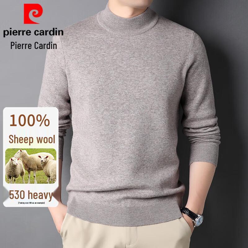 Pierre Cardin Men's Thickened 100% Pure Wool Mock Neck Knit Sweater