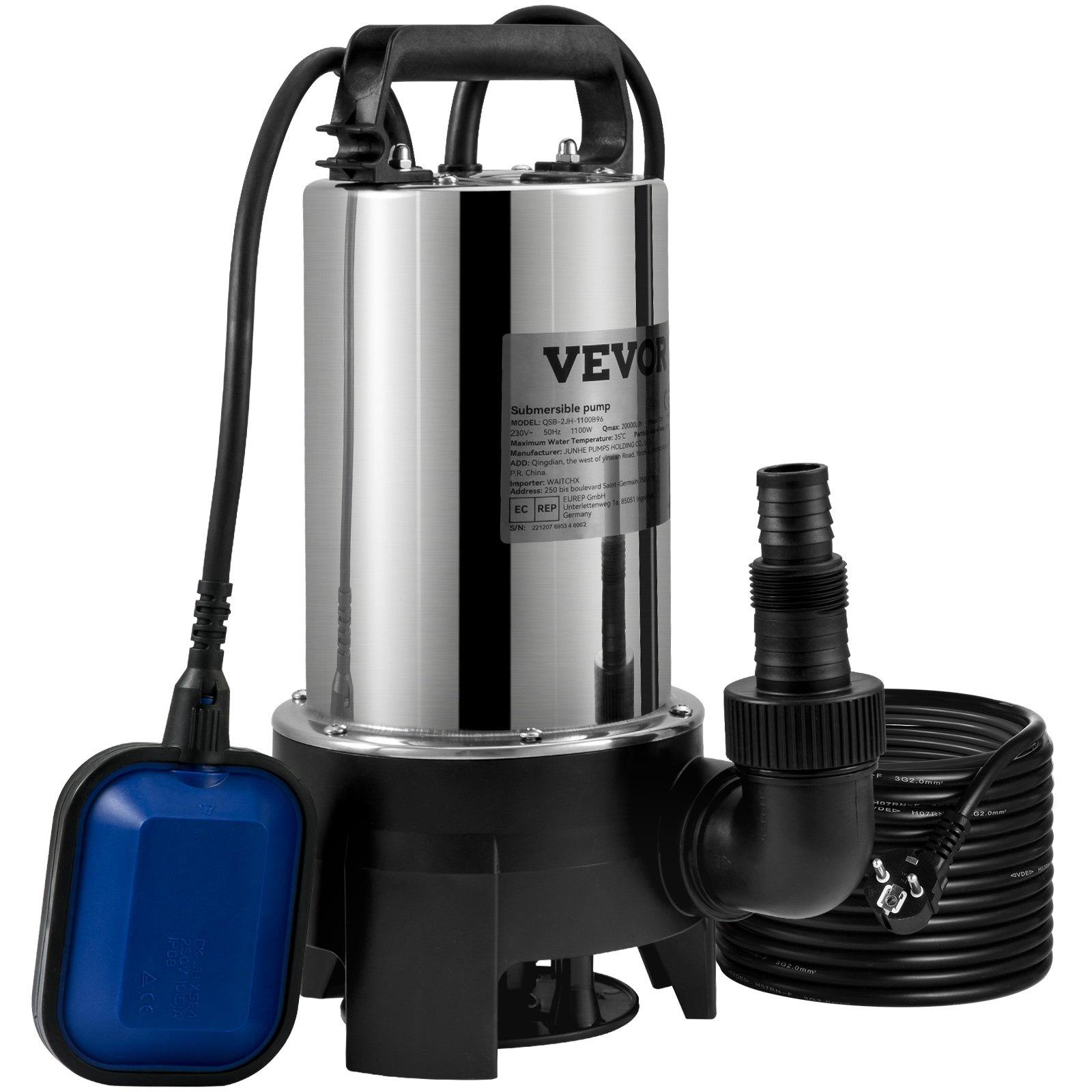 VEVOR Submersible Water Pump, 1100W 20000L/H