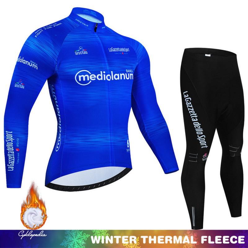 Winter Thermal Cycling Bib Tights Set With Long Sleeve Jersey Road Bike Riding Men Women