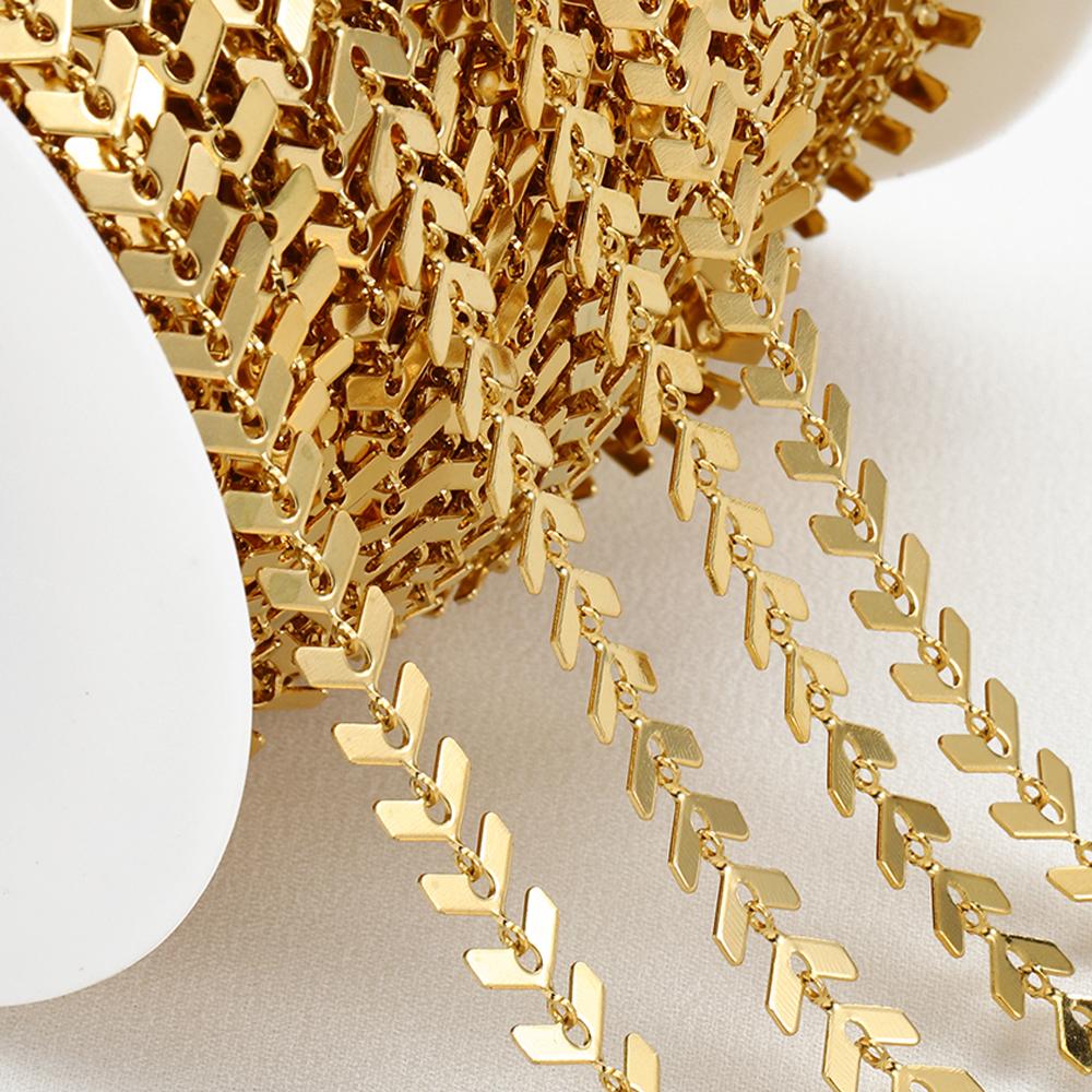 1M Trend Star Beaded Chain Stainless Steels Geometry Heart Square Leaf Cross Link Chain DIY Necklace Bracelet Jewelry Findings
