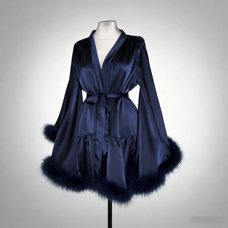 Robe rouge satinée à l'acide acétique premium pour femmes, taille à lacets, manches courtes larges et bouffantes, chemise de nuit moelleuse, robe de mariée pour le matin