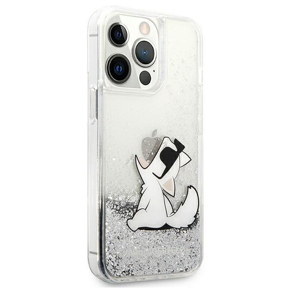 Etui Do iPhone 13 Pro Max Karl Lagerfeld Liquid Glitter Srebrne