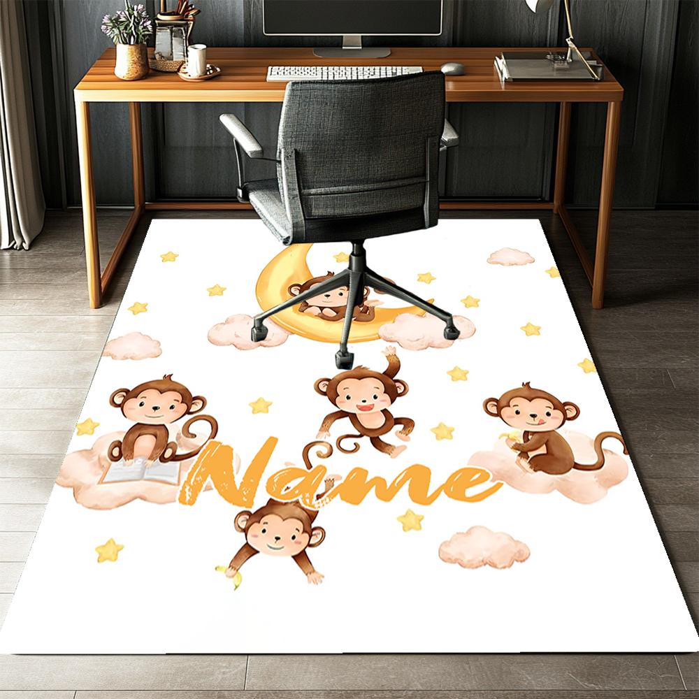Custom Name Monkey Printed Carpet,Rug for Office Chair Living Room Bedroom Kitchen Room Decor Gifts.