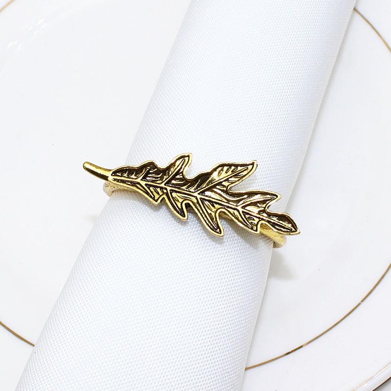 10pcs/ot Classic Vintage Leaf Napkin Ring Leaf Napkin Buckle Maple Leaf Alloy Napkin Ring Wedding Table Decoration