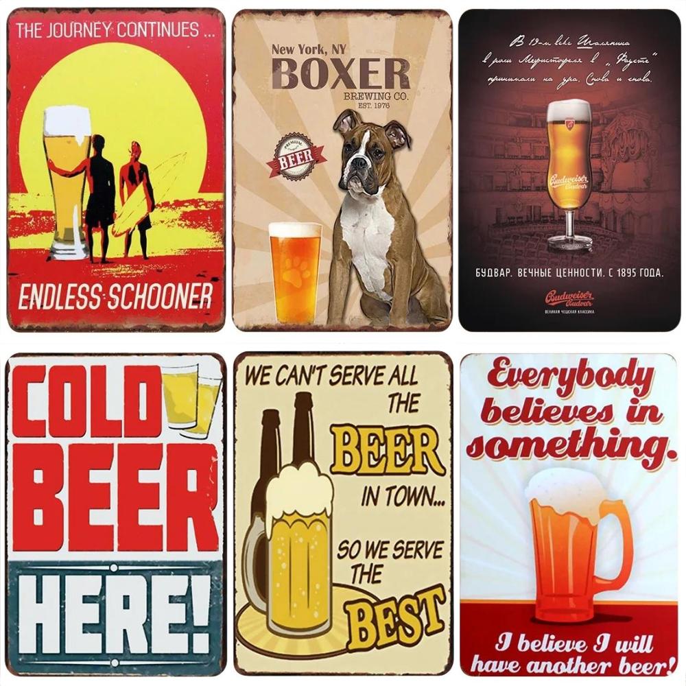 Vintage Beer Cheers Tin Sign Wall Plate Painting Decor Kitchen Bar Club Restaurant Pin Up Metal Signs Crafts Decorative Plaques