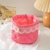 Stylish Quilted Desktop Organizer Basket Washable Foldable Storage Container For Snacks Toy Household Items