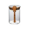 Glass Jar with Spoon: Bamboo Lid Kitchen Storage for Grains and Dried Fruits