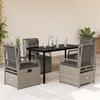 VidaXL Garden Dining Set and Cushions 5 Pcs Light Grey Rattan 3263036