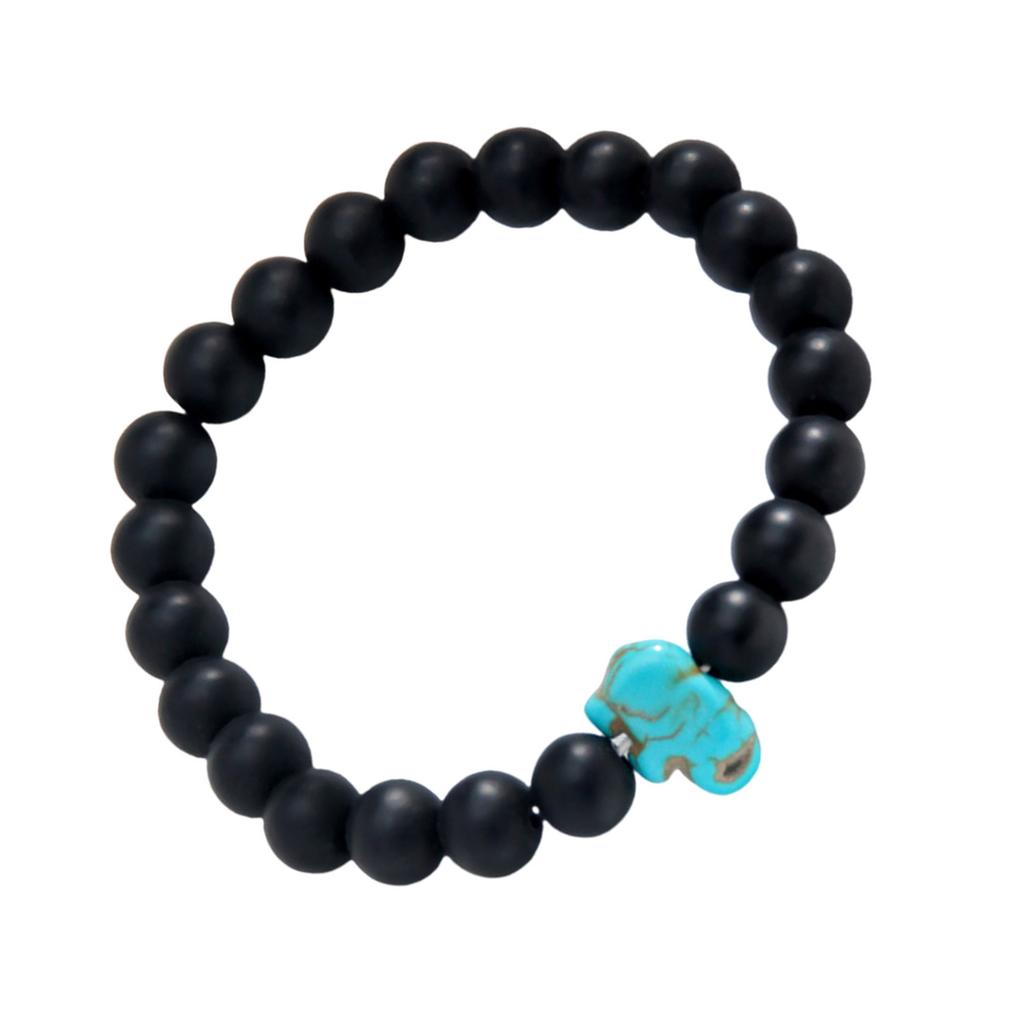 Yoga Chakra Bracelet With 8MM Round Natural Stones And Elephant Charm For Daily Wear And Fashion Enthusiasts