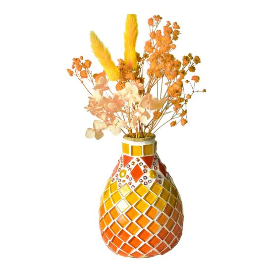 1 Set Handmade Mosaic Vase Kit with Wooden Vase Mosaic Tiles Tools Kids Adults Beginner Handcrafted