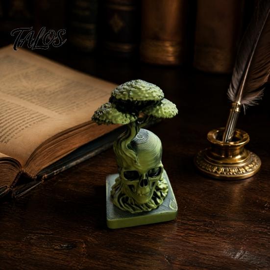 Sturdy Base Display Piece 3D Printed Tree of Life Skull Figurine, Gothic Desktop Ornament for Mysterious Symbolism Gift Friends Home Office