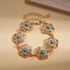 Turquoise Blue Diamond Flower Stud Earrings Necklace Light Luxury Niche Clavicle Chain Premium Jewelry Set
