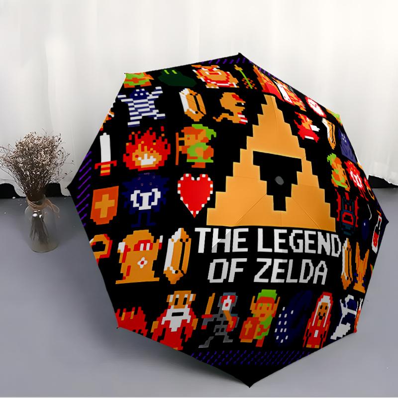 Parapluie Pliant Imprimé Z-Zelda Legends, Parapluie d'Extérieur, de Loisirs et de Voyage, Tissu de Parapluie Durable, Cadeau d'Anniversaire et de Fête