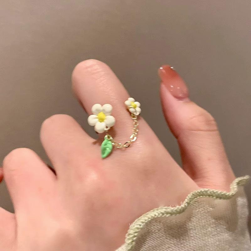 

Vintage Flower Rings For Women Korean Style Adjustable Opening Finger Ring Bride Wedding Engagement Statement Zircon resizable золотий