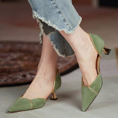 Women's French Vintage High Heels 2024 Summer New Women Luxury Designer Style Comfortable Breathable Mid Heel Single Shoes
