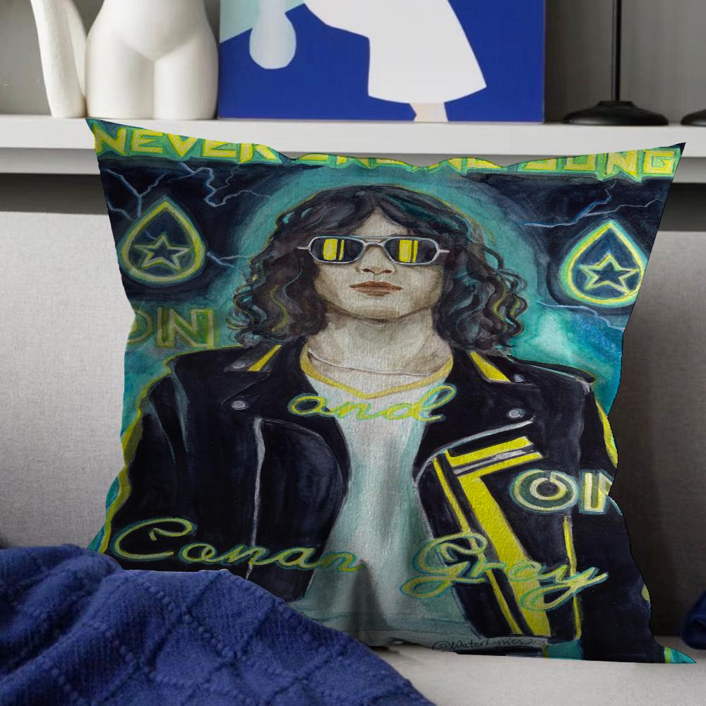 Pop Singer Conan Grays World Tour Decorative Room Aesthetics Pillow Case Home Decor Bedroom Sofa Bed Couch Pillow Cover 45x45