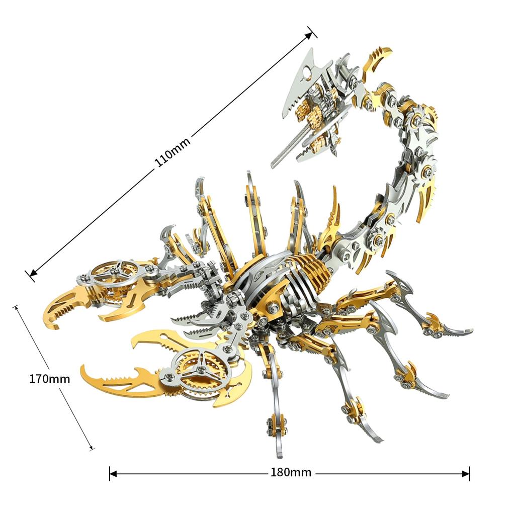 3D Puzzle Adult Steampunk Scorpion Insect Model Toy Metal Puzzle DIY Handmade Miniature Kit Stainless Steel Craft Kit Educational Toy Gift