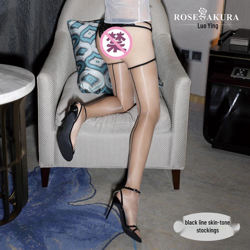 Ultra-Thin Glossy Thigh-High Socks with Back Seam - Sexy & Slimming Black Stockings [Tax Included]