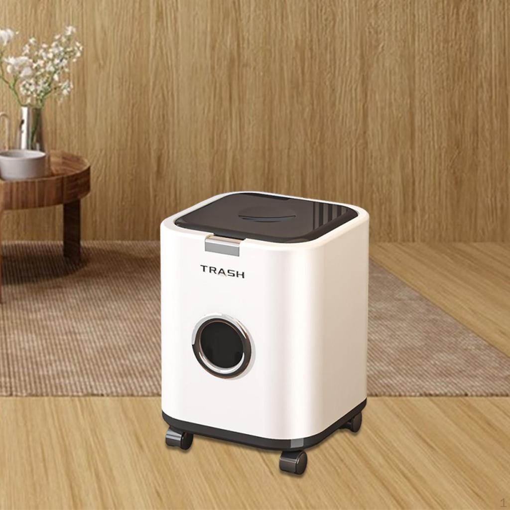 Trash Can Garbage Bin Decorative Modern Paper Basket Movable Wastebasket for Sunroom