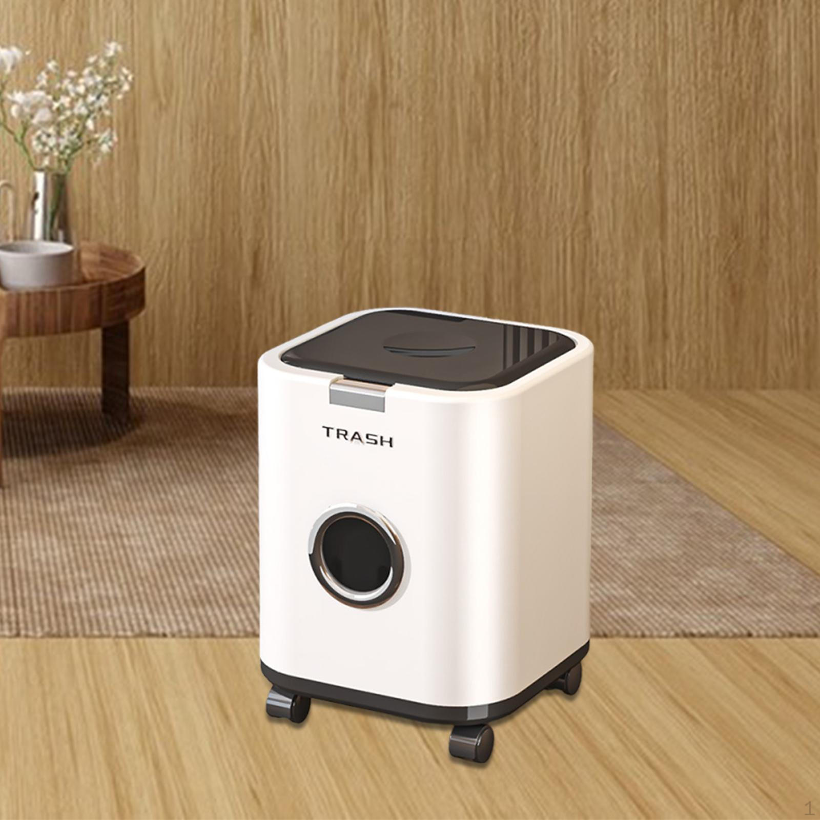 

Trash Can Garbage Bin Decorative Modern Paper Basket Movable Wastebasket for Sunroom белый