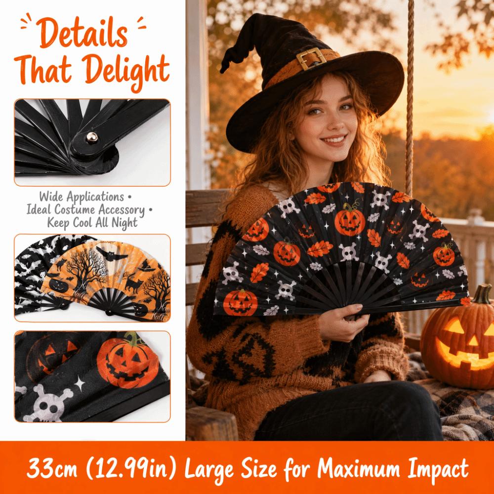 Durable Halloween Folding Fan 33cm Rave Dance Fan Kung Fu Folding Fan Halloween Party