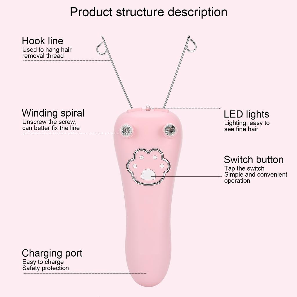 USB Charging Electric Cotton Thread Epilator Facial Body Hair Removal Machine Device