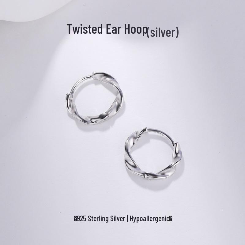 S925 Sterling Silver Mobius Twist Ear Cuff Earring for Women – No Piercing Needed 925 Silver