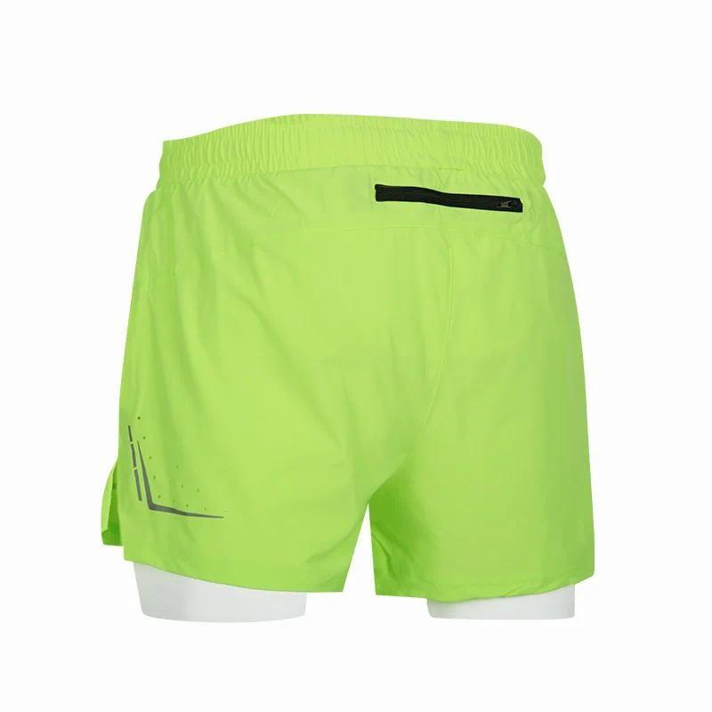 Pantaloni scurți pentru bărbați, cu uscare rapidă, respirabili, lejeri, anti-explozie, cu căptușeală dublă, cu buzunar în spate, pentru alergare, maraton, atletism pe pistă