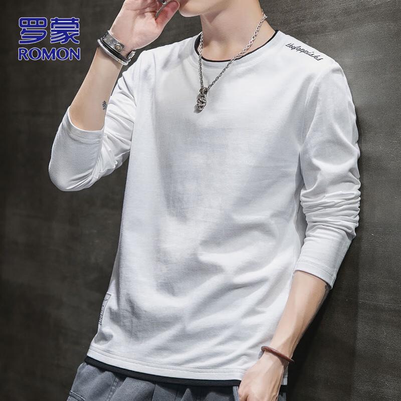 ROMON Men s Casual Crew Neck Long Sleeve T-Shirt XL