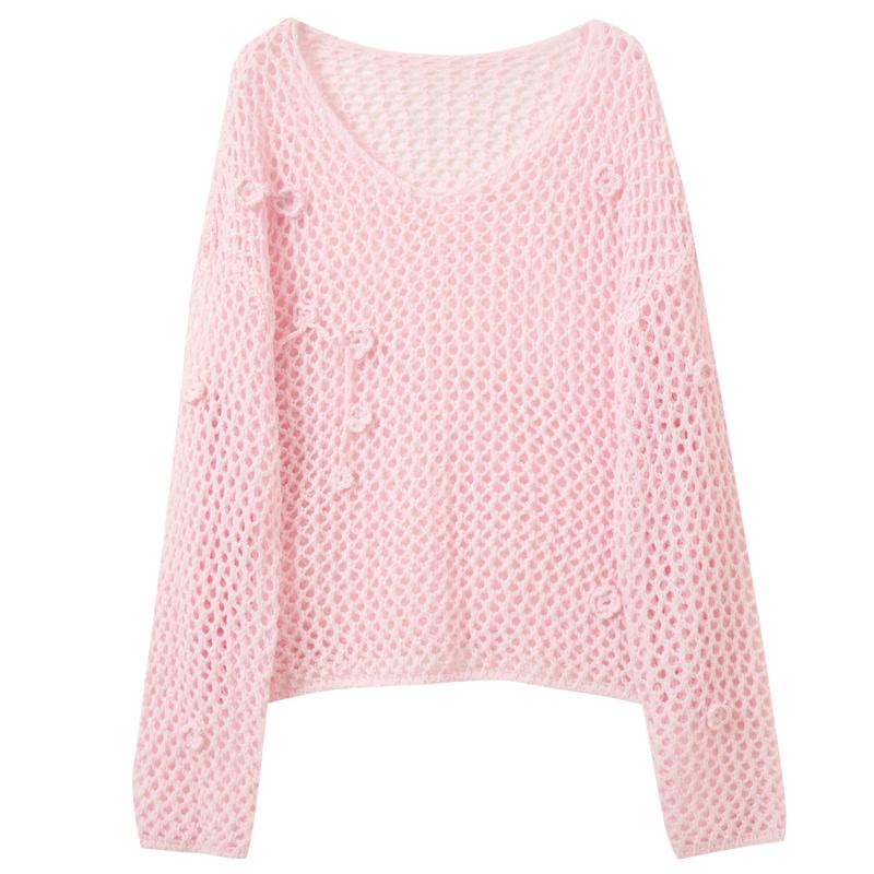 Sancai New Chinese Style Floral Knit Cardigan L