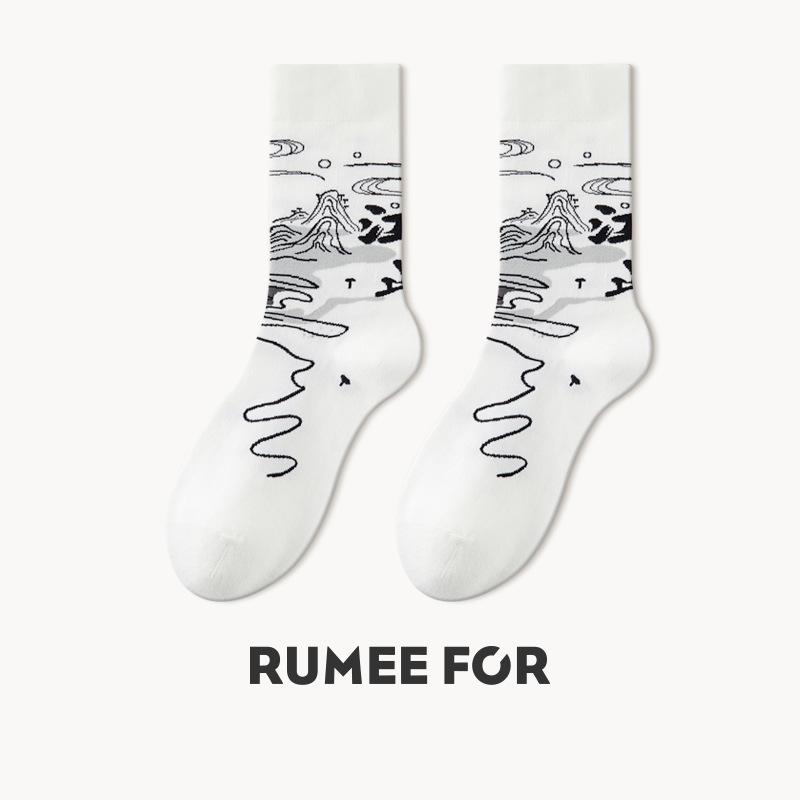 Lumi 2025 Trendige koreanische Baumwoll-Sportsocken in Mid-Calf-Länge für Damen und Herren