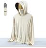 UPF50+ Women's Black Glue Brim Ice Silk Sun Protection Jacket - Breathable Anti-UV Summer Windbreaker.