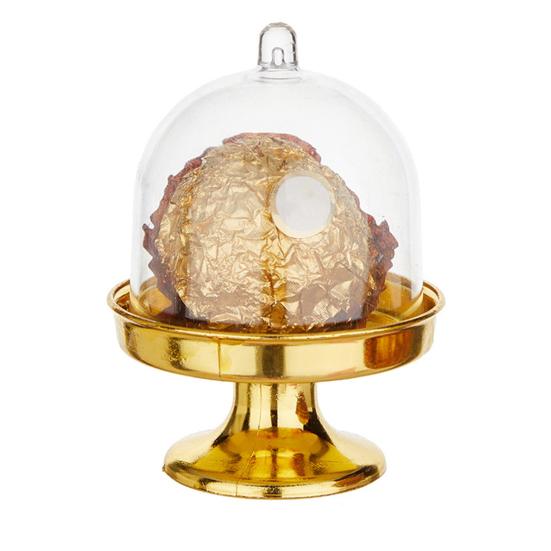 Mini-Kuchenständer aus Kunststoff mit Kuppelhaube Klar Dessert Cupcake Ausstellungsständer Schokoladen-Süßigkeiten-Platte für Geburtstag Feiertag Babyparty Teeparty Zubehör