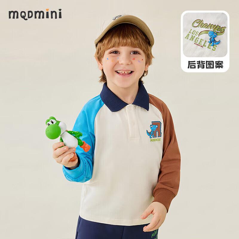 MQDMINI Boys  Casual Raglan Long Sleeve Polo Shirt 100cm