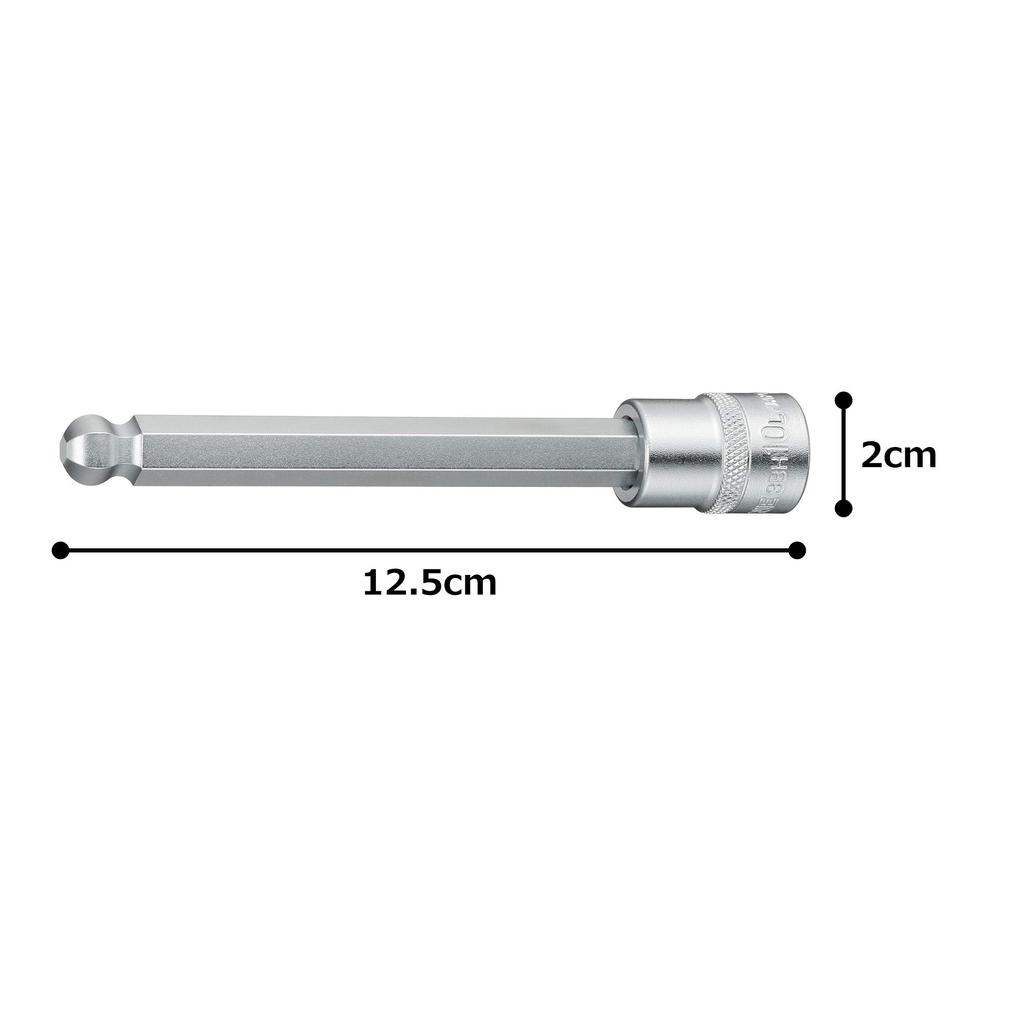 Tone Long Ball Point Hexagonal 10mm Width HP3BH-10L Socket, 9.5mm (3/8") Drive,