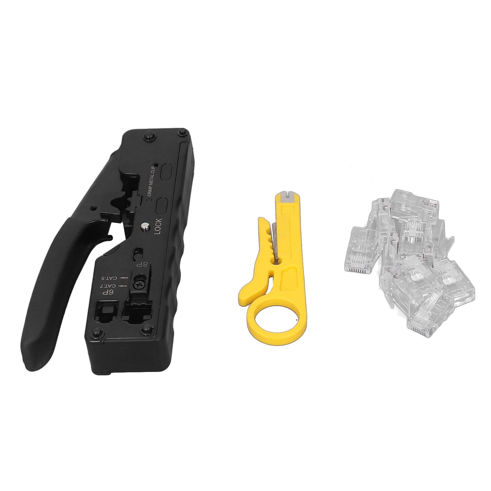 

Набор клещей для обжима кабеля, храповой механизм, инструмент для зачистки и резки кабеля с 10 шт. RJ