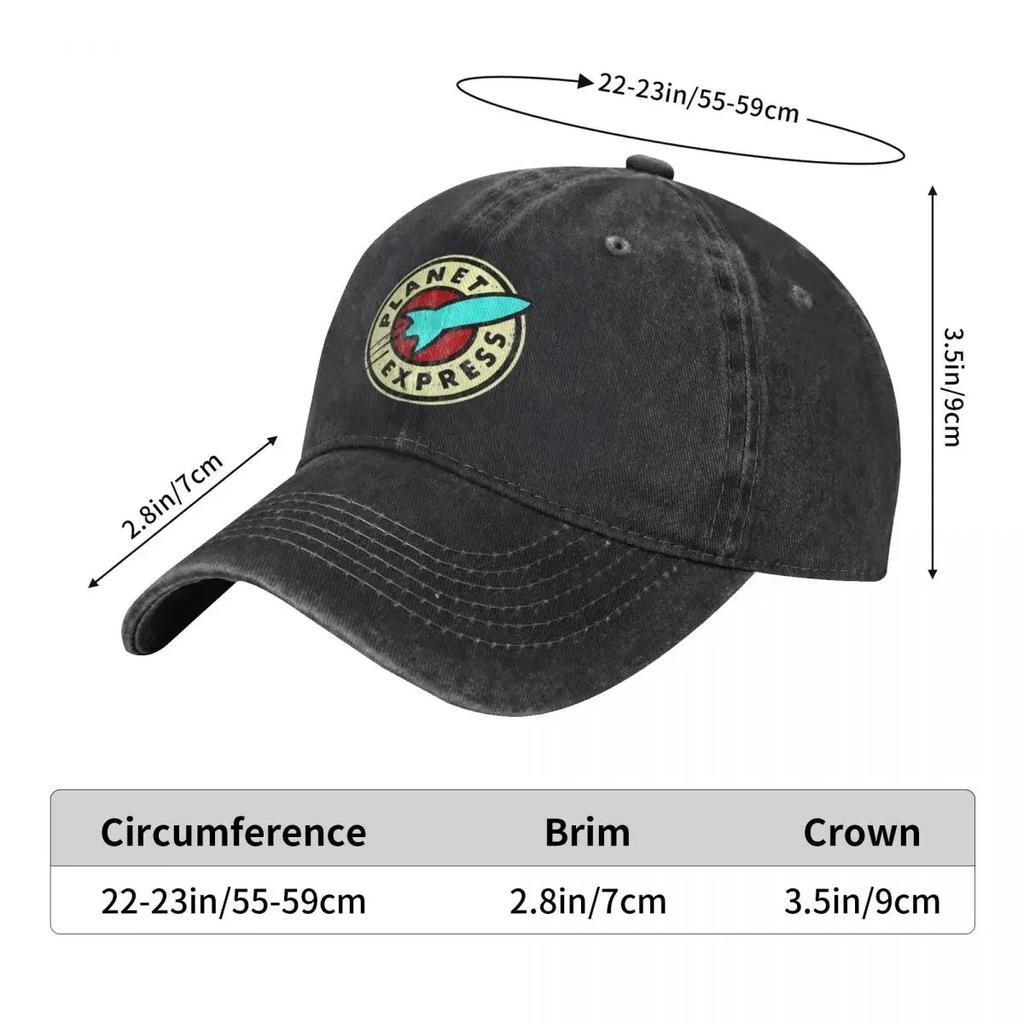 Planet Express Denim Baseball Cap Logo Print Hunting Camping Trucker Hat Summer Men Adult Y2k Retro Sun Visors Baseball Caps