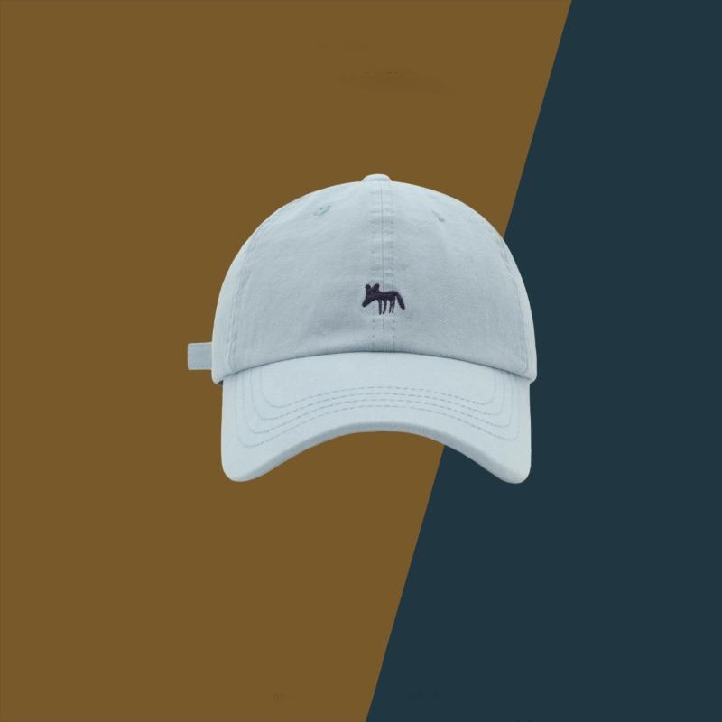

Fox Embroidered Baseball Cap - Korean Style Unisex Snapback for Spring Summer Face Slimming Adjustable Fashion Streetwear білий